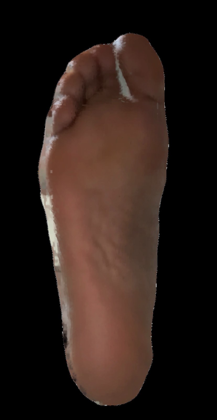 A textured 3D scan of the sole of a left foot.